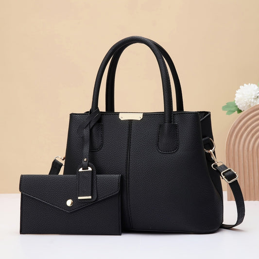 Isabella - Sac Tote En Simili Cuir Noir Élégant Avec Accent Pailleté Pour Femmes